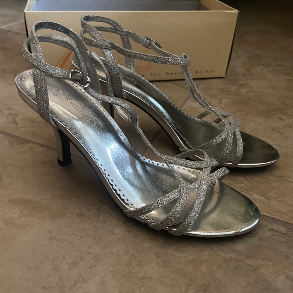 Silver sparkly prom or wedding shoes